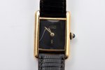 wristwatch, "Cartier", mechanical, silver, gold plated, 925 standart, total weight (with strap) 21.9...