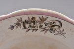 plate, "Hotel de Rome", porcelain, Riga (Latvia), the 20-30ties of 20th cent., Ø 23.7 cm...