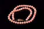 a necklace, Japanese deep sea coral, diameter of the beads 0.8 cm, 46.50 g., necklace length 50.5 cm...