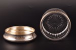 case, silver, 950 standard, weight of silver lid 132.65, glass, Ø 10.8 cm, h 8.7 cm, France...