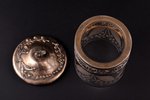 case, silver, floral motif, 950 standard, eweight of silver lid 52.75, gilding, Ø 8.5 cm, h 12 cm, F...