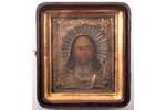 икона, Господь Вседержитель, в киоте, доска, серебро, живопиcь, 84 проба, Российская империя, 1830 г...