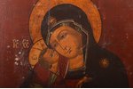 icon, Our Lady of Vladimir, board, silver, painting, 84 standard, Russia, the 19th cent., 31.5 x 26....