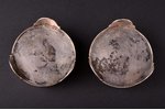 pair of saltcellars, silver, 84 standard, 56.70 g, engraving, with glass inserts, Ø 4.8 cm, h 3 cm,...