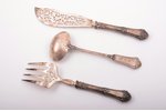 flatware set of 3 items, spoon - silver, fork and knife - silver/metal, 950 standart, total weight o...