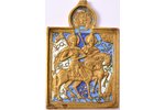 икона, Благоверные князья Борис и Глеб, медный сплав, 3-цветная эмаль, Российская империя, конец 19-...