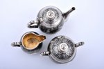 service of 3 items: sugar-bowl, cream jug, teapot, silver, 84 standart, niello enamel, gilding, 1891...