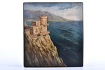 case, "Crimea, Swallow's Nest", Fedoskino, by artist Davydov, lacquer miniature, USSR, 1953, 18.7 x...