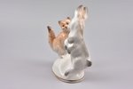 figurine, A Cat and A Rabbit, porcelain, Riga (Latvia), USSR, Riga porcelain factory, molder - Lize...