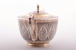 teapot, silver, 875 standard, 210.70 g, niello enamel, gilding, h 9.9 cm, the artistic plant of Kuba...