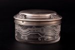 case, silver, 950 standard, weight of silver lid 70.80, gilding, glass, Ø 7.8 cm, France...