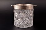 candy-bowl, silver, 84 standard, crystal, 15.5 x 15.2 cm, h (with handle) 24.4 cm, Second Artistic a...