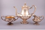 service of 3 items: sugar-bowl, coffeepot, cream jug, silver, 830 standart, 1938, 1087.95 g, Turku,...