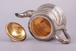 small teapot, silver, 875 standard, 187.15 g, niello enamel, gilding, h 10.5 cm, the artistic plant...