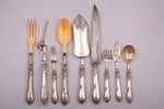 flatware set, silver/metal, 950 standart, 9 items, total weight of items 720.30g, France, in a box...