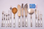 flatware set of 13 items for oyster serving, in the Faberge style, silver/metal, 84 standart, 1908-1...