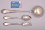 flatware set, 21 item: 10 spoons, 10 forks, ladle, "Boulenger", silver plated, France, 33.3 / 21.6 /...