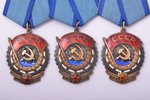 set, 3 Orders of the Red Banner of Labour with documents, № 1063087, № 491114, № 596045, USSR, 1966-...