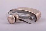 flask, silver, 830 standard, total weight of item 274.40, glass, 10.6 x 11.3 x 3 cm, Norway...