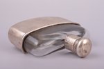 flask, silver, 830 standard, total weight of item 274.40, glass, 10.6 x 11.3 x 3 cm, Norway...