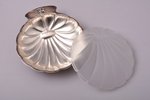 ashtray, silver, 830 standard, silver weight 52.15, with glass insert, 11 x 9.8 cm, 1959, Turku, Fin...