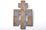 крест, Распятие Христово, медный сплав, 1-цветная эмаль, Российская империя, начало 20-го века, 22 x...