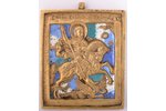 icon, Holy Great Martyr George, the Miracle of St George and the Dragon, copper alloy, casting, 4-co...