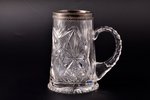beer mug, silver, 875 standard, crystal, h 15 cm, Latvia...