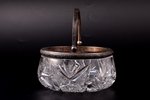 candy-bowl, silver, 875 standard, crystal, Ø 13 cm, h (with handle) 13.6 cm, the 20ties of 20th cent...