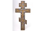 cross, The Crucifixion of Christ, copper alloy, 2-color enamel, Russia, the beginning of the 20th ce...