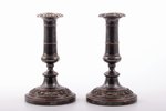 pair of candlesticks, Rosenstrauch factory, Moscow, silver plated, copper, Russia, 1826-1839, 19 cm...