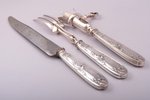 meat carving set of 3 items, silver/metal, 950 standart, total weight of items 336.60g, France, 20.8...