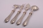 flatware set of 4 items, silver, 950 standard, 126.15 g, 17 - 19,5 cm, France, in a box (box is dama...