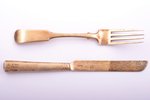 set, fork, knife, silver, 84 standard, 95.55 g, gilding, 16.9 - 18.7 cm, 1825, Moscow, Russia...