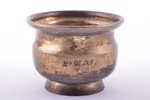 mustard pot with spoon, silver, 875 standart, the 20-30ties of 20th cent., 24.70 g, Latvia, Ø 4.5 cm...