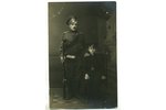 photography, soldier with schoolboy, Russia, beginning of 20th cent., 13,8x8,6 cm...