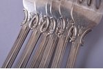 set of 6 forks, silver, 875 standard, 430.80 g, 22 cm, the 30ties of 20th cent., Latvia...