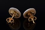 a set, earrings, a pendant, gold, 750, 18 k standard, 5.87 (3.36 + 2.51) g., mother-of-pearl, Kreolo...