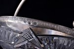 sugar-bowl, silver, 875 standard, crystal, Ø 11.8 cm, h (with handle) 12 cm, the 30ties of 20th cent...