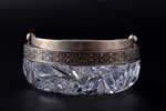 sugar-bowl, silver, 875 standard, crystal, Ø 10.3 cm, h (with handle) 10 cm, the 20ties of 20th cent...