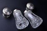pair of saltcellars, silver, 950 standard, total weight of lids 28.85, glass, h 12.2 cm, France, in...