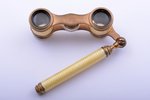 binoculars, in a case, brass, nacre, enamel, enamel defect on the handle...