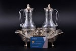 oil and vinegar cruet set, silver, total weight of silver 819.50, glass, h 21.2 cm, the 18th cent.,...