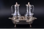 набор для масла и уксуса, серебро, общий вес серебра 819.50, стекло, h 21.2 см, 18-й век, Франция...