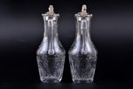 oil and vinegar cruet set, silver, total weight of silver 819.50, glass, h 21.2 cm, the 18th cent.,...