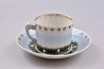 tea pair, porcelain, I. E. Kuznetsov Plant on Volkhov, Russia, the border of the 19th and the 20th c...
