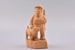 figurative copmosition, Hunter with a dog, by Arnolds Roga, wood, Latvia, USSR, the 50ies of 20th ce...