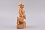 figurative copmosition, Hunter with a dog, by Arnolds Roga, wood, Latvia, USSR, the 50ies of 20th ce...
