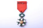 National Order of the Legion of Honour, silver, enamel, France, 59 x 40.5 mm, in a box, enamel defec...