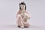 figurine, Girl with a lamb, porcelain, USSR, Gzhel, molder - T.Sapozhnikova, the 50ies of 20th cent....